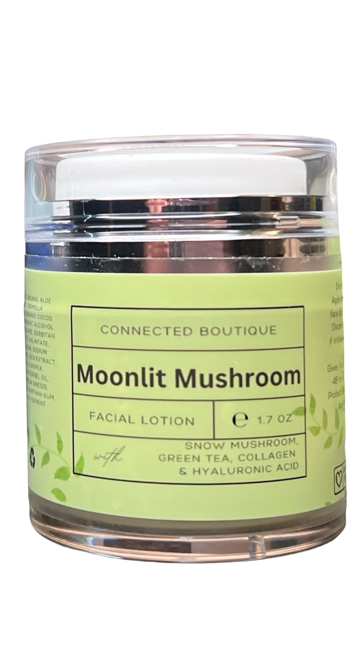 Moonlit Mushroom Green Tea & Snow Mushroom facial moisturizer with hyaluronic acid & collagen-1